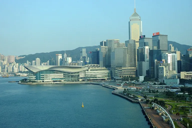 Aerial view of the Hong Kong Convention and Exhibition Centre in Wan Chai