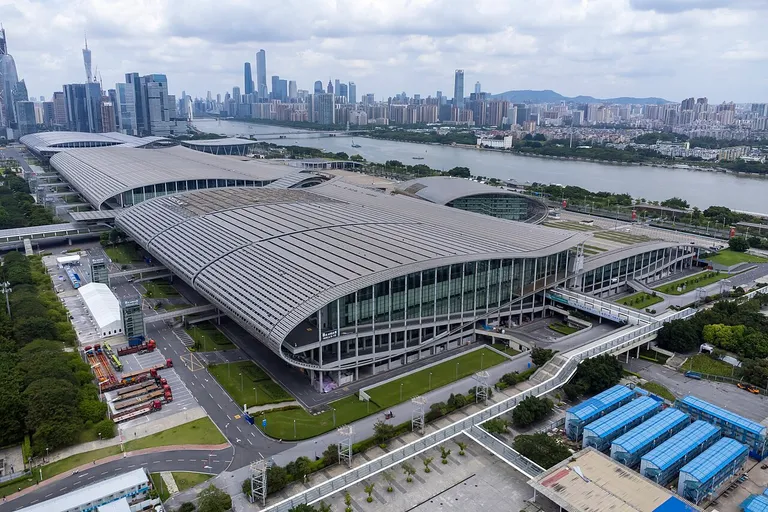 Aerial view of Zone B of the Canton Fair Complex in Pazhou, Guangzhou, venue of CIFF