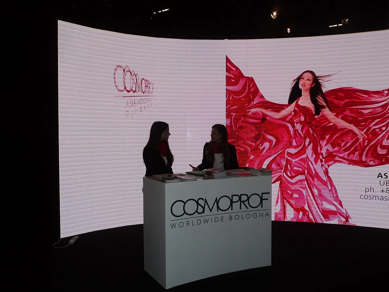 Beauty brand stand at a Cosmoprof trade fair
