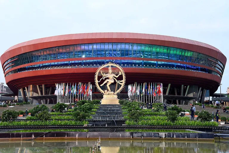 Bharat Mandapam convention centre in New Delhi in the morning