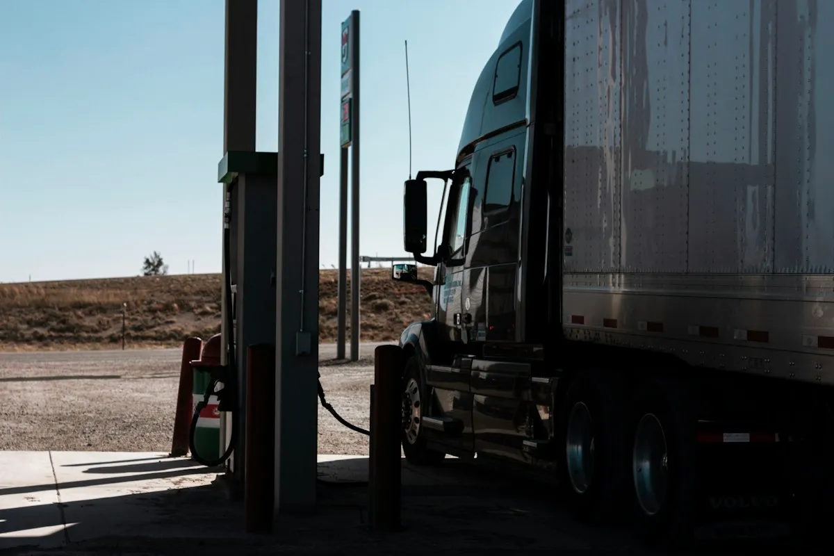 Black semi-trailer truck