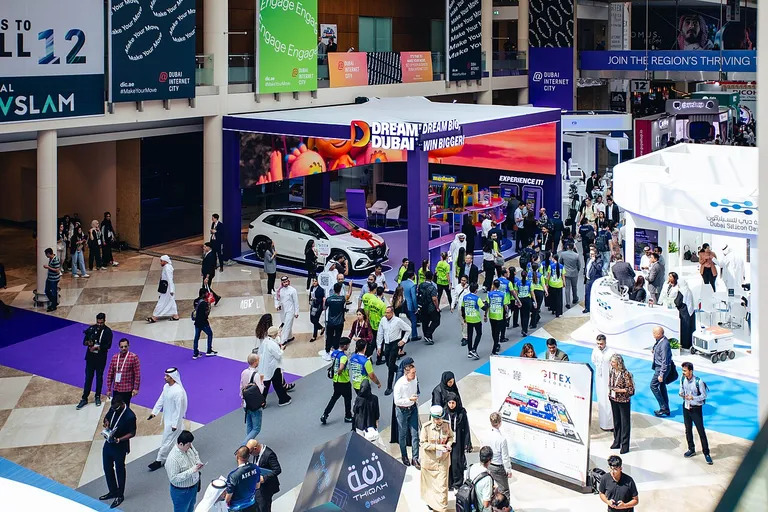 Busy exhibitor stand at GITEX Global 2023 in Dubai