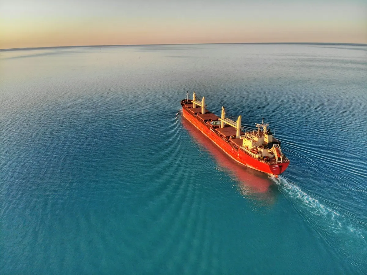 Cargo ship in the middle of the ocean