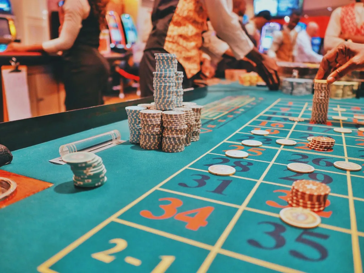 Casino table with chips