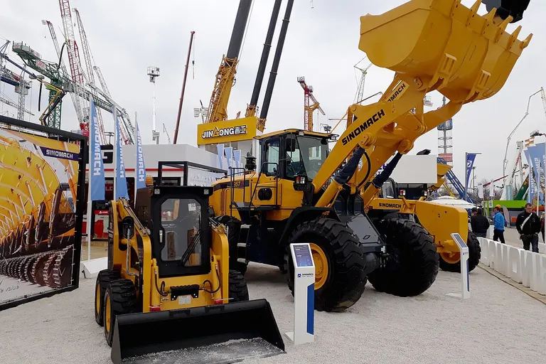 Chinese construction machinery on display at a bauma trade fair stand