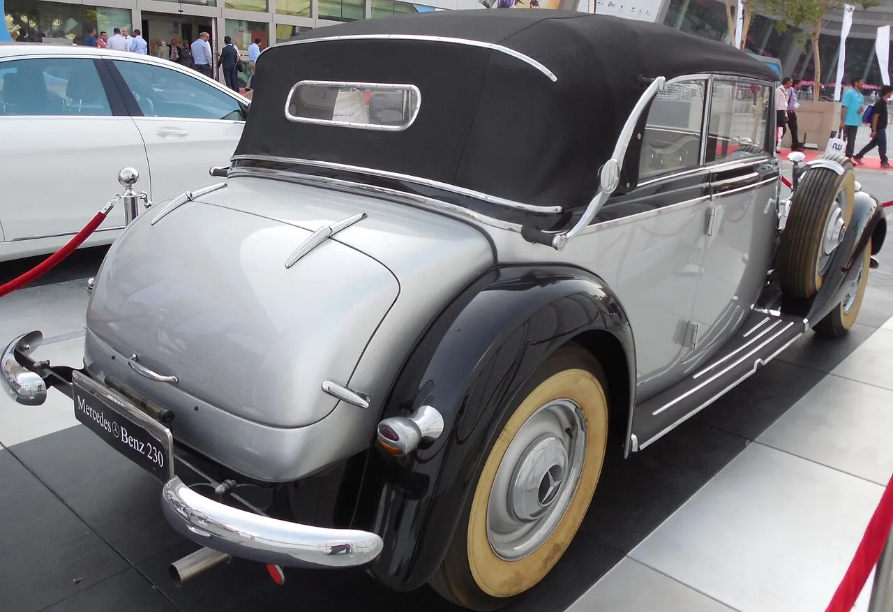 Classic car displayed at an exhibitor stand during ADIPEC 2013 in Abu Dhabi