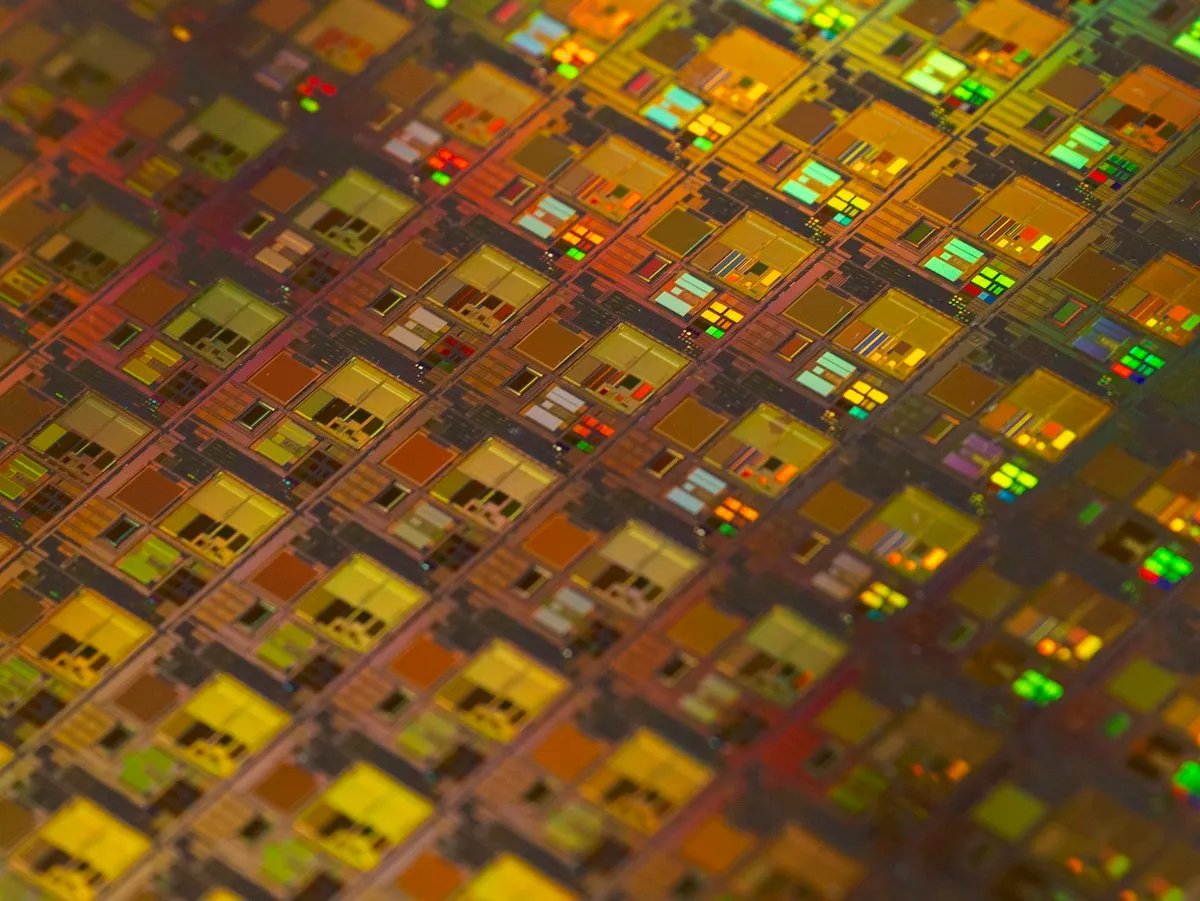 Close-up of a semiconductor pattern