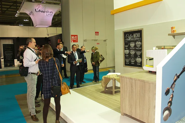 Commercial kitchen equipment stand at a hospitality trade show