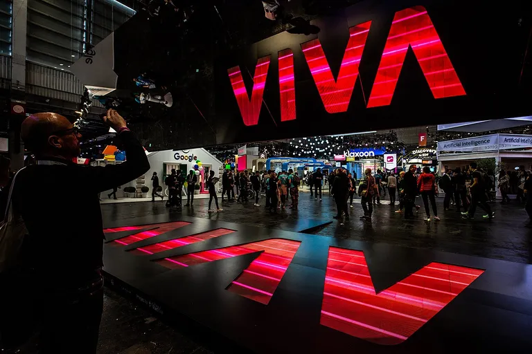 Crowds on the show floor of VivaTech in Paris