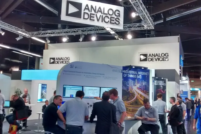 Electronics company exhibition stand at a technology trade show