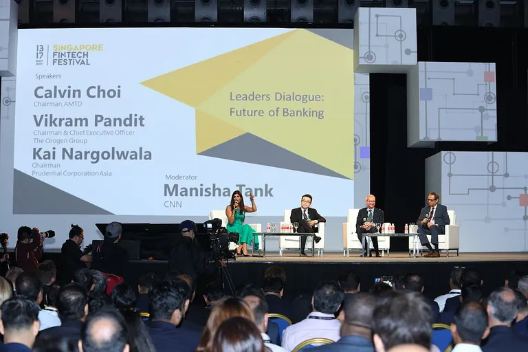 Exhibition hall at the Singapore FinTech Festival