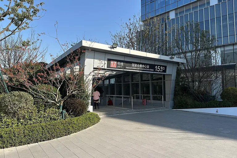 Exit of National Exhibition and Convention Center station in Shanghai