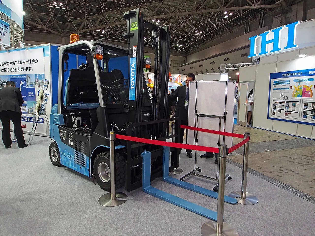Fuel cell forklift on display at an exhibition