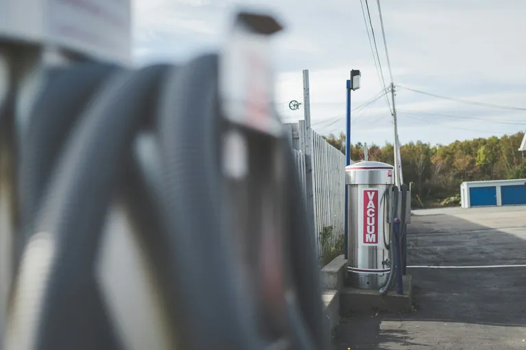 Gas station with fuel pumps