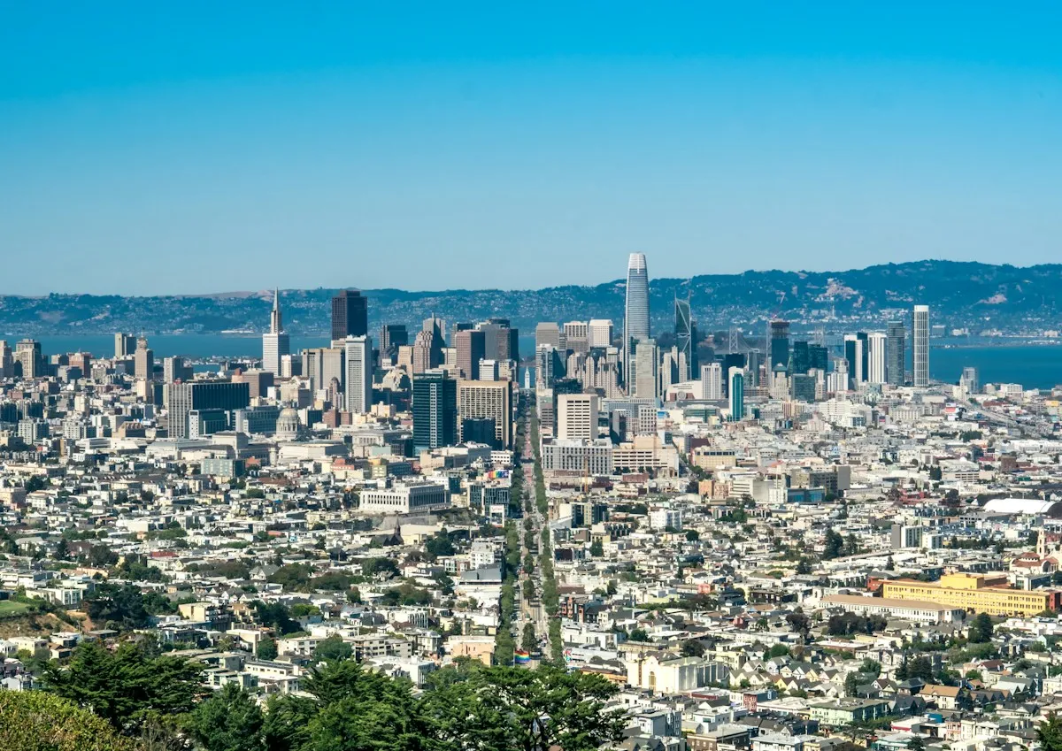 High-angle view of downtown San Francisco