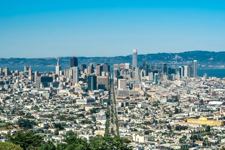 High-angle view of downtown San Francisco