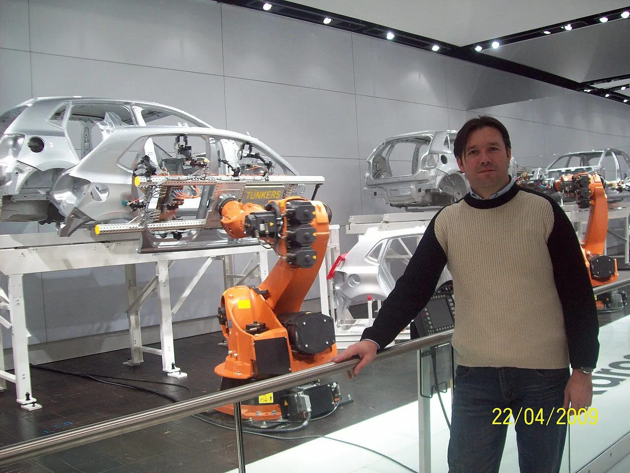 Industrial robot demonstrated at an automation trade fair