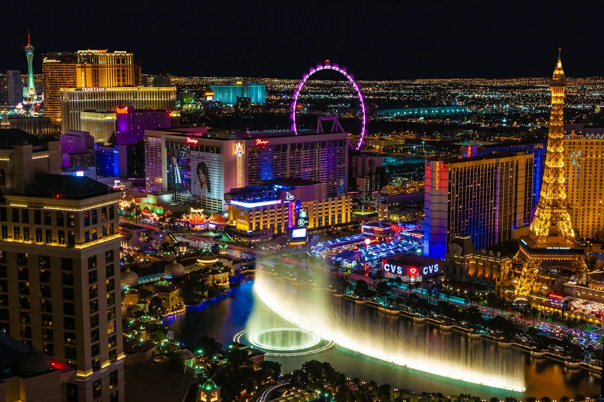 Las Vegas city lights at night