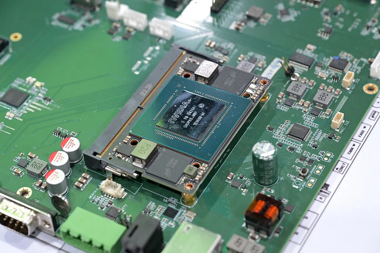 NVIDIA Jetson module on a motherboard displayed at COMPUTEX 2025