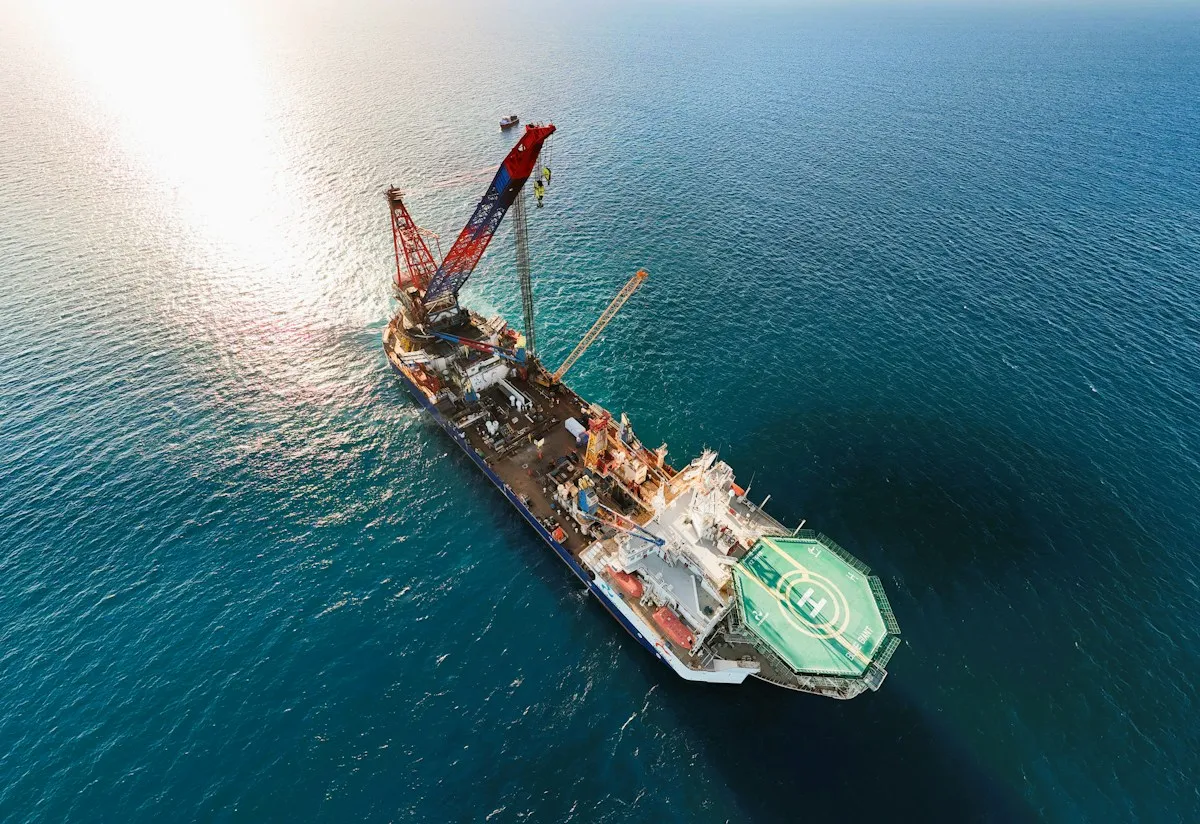Offshore construction vessel with a crane