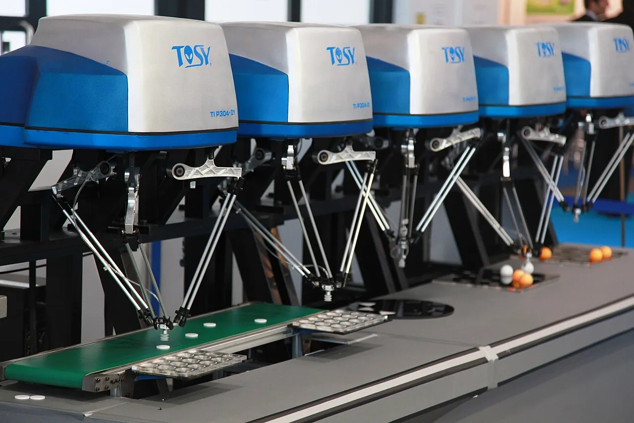 Parallel delta robot demonstrated at an automation trade fair