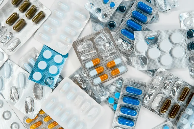 Pile of pills on a table