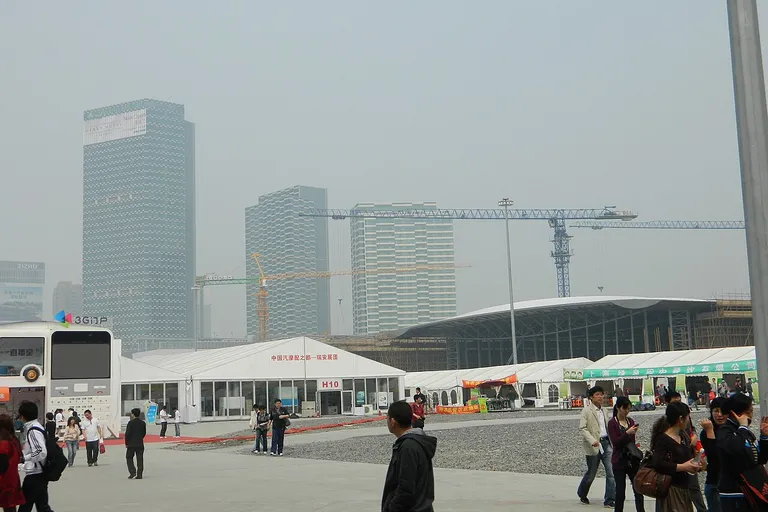 Plaza and halls of the Shanghai New International Expo Centre, venue of IE expo China