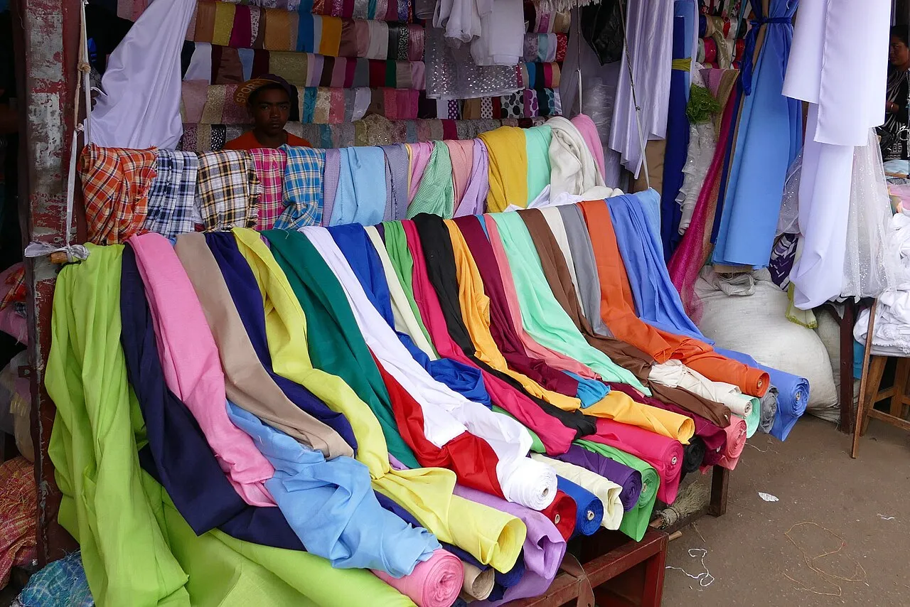 Rolls of colourful fabric