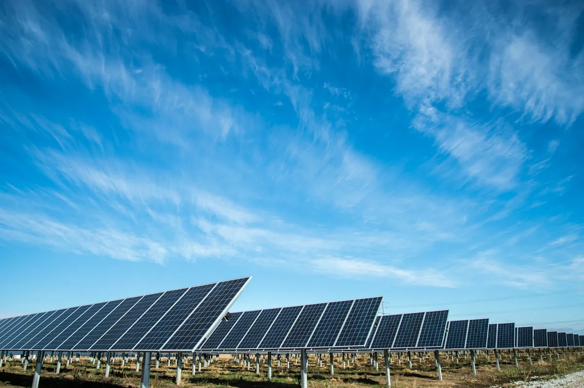 Solar panel under a blue sky