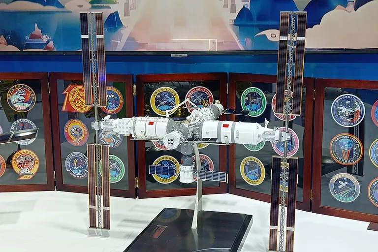 Space station model exhibited at the International Astronautical Congress 2024