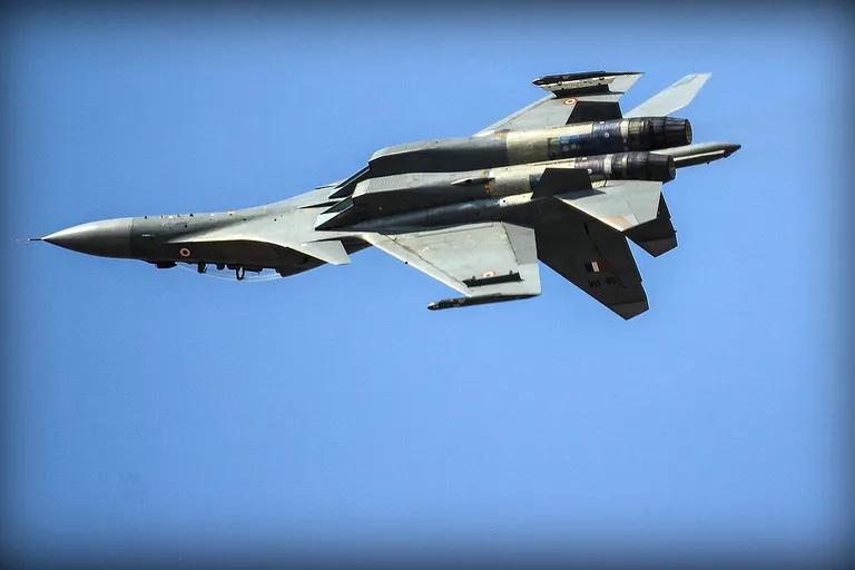 Sukhoi Su-30 fighter performing at Aero India at Yelahanka Air Force Station