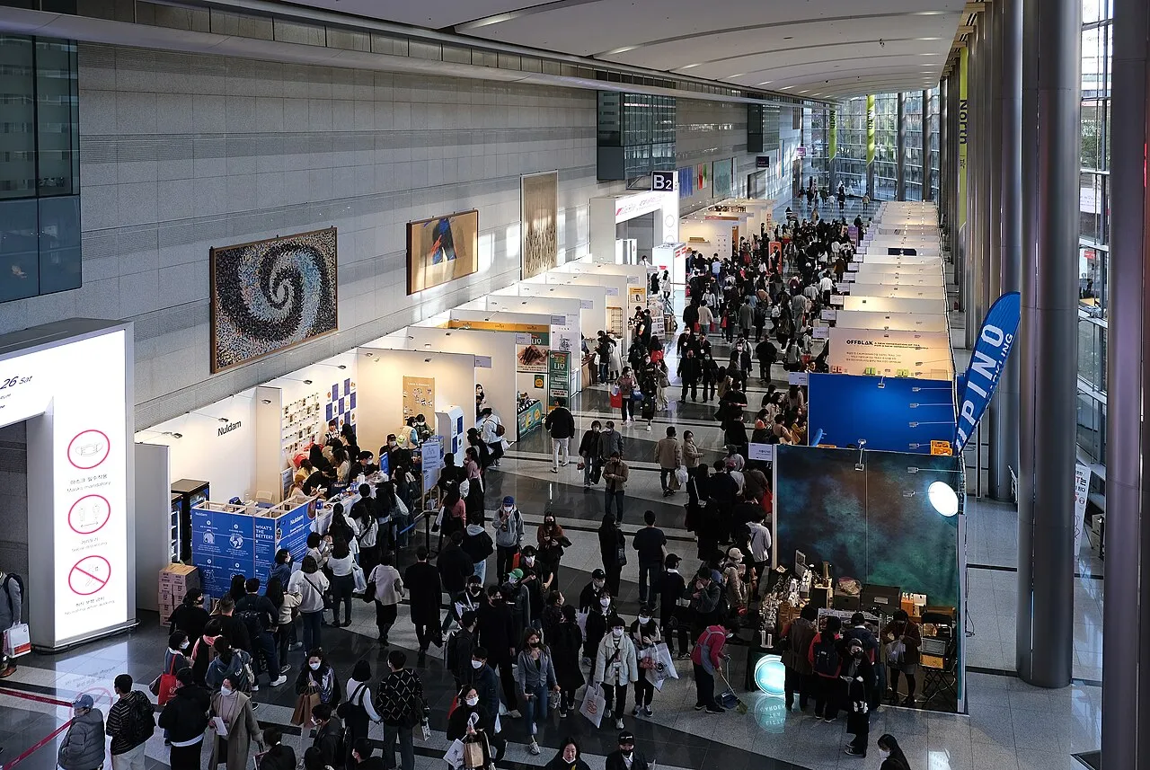 Visitors at a cafe and coffee trade show in Seoul