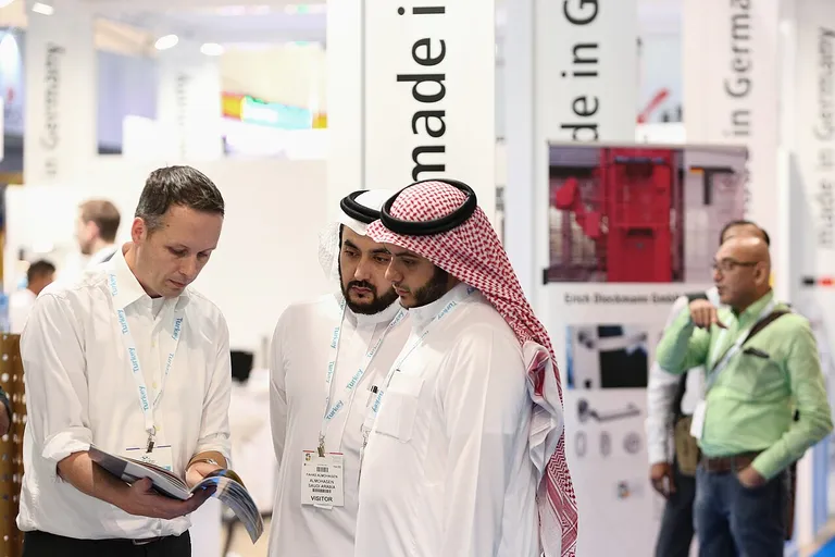 Visitors at The Big 5 construction exhibition in Dubai