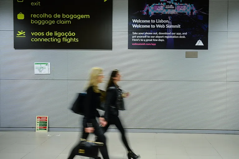 Web Summit sign welcoming attendees in Lisbon