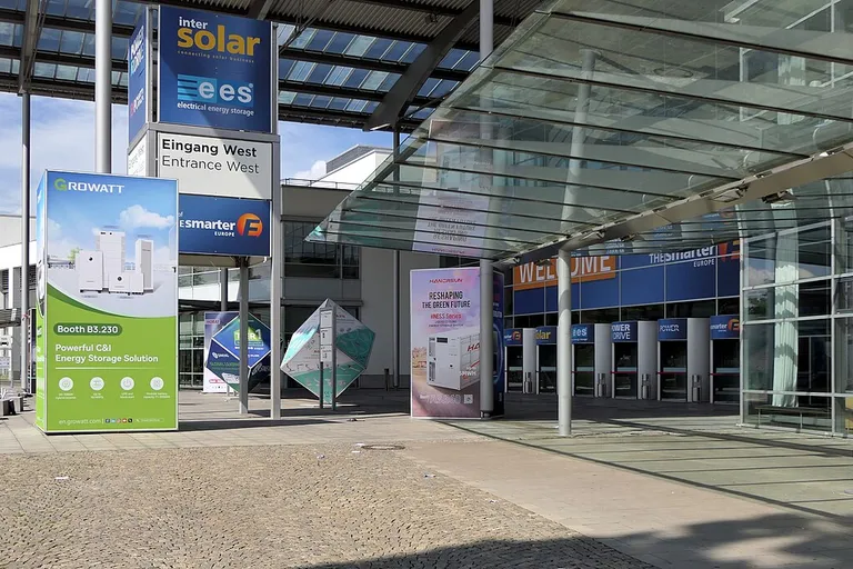 Solar energy exhibition hall at a renewable energy trade fair