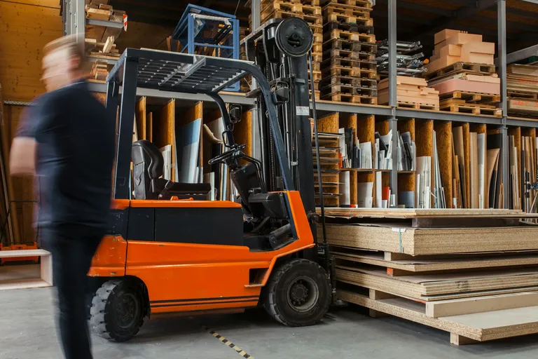 Yellow and black forklift